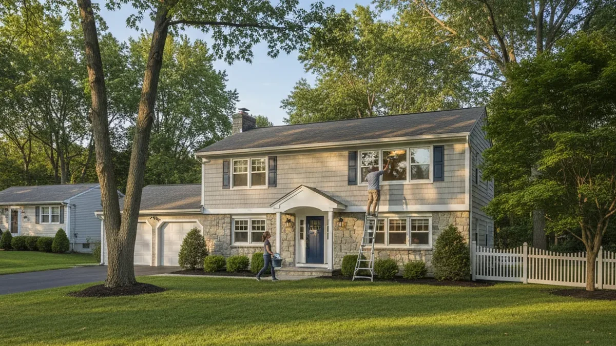 Window cleaning Watertown Connecticut New Haven County suburban residential home exterior glass